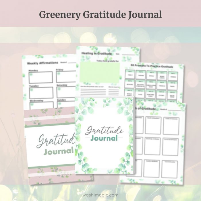 Gratitude journal | Greenery gratitude journal | Gratitude journal pdf | shop.washimagic.com