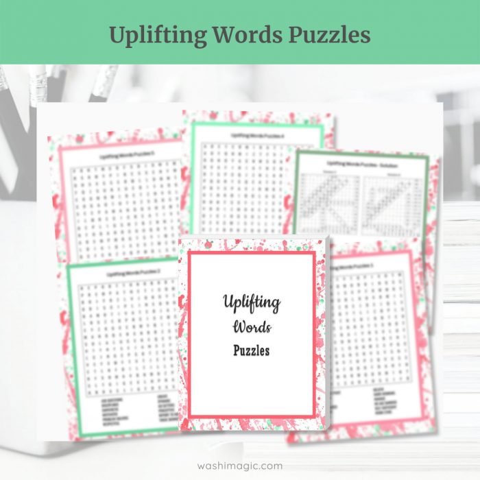 Deluxe Printable Self-Care Art Bundle | Uplifting words puzzles | Words search puzzle printable | shop.washimagic.com