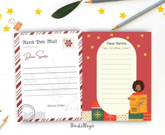 Printable Stationery Paper Set Dear Santa Letter Set | Christmas letter writing | Letter to Santa printable | Christmas stationery | shop.washimagic.com