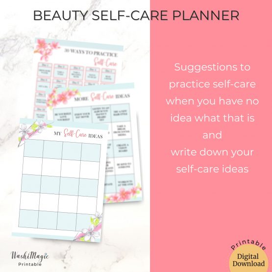 Beauty self care planner | Beauty planner | Self care planner pdf | Beauty self-care ideas | Beauty routine planner | shop.washimagic.com